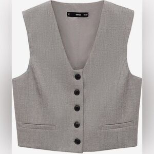 Mango MNG Suit Button-Up Vest in Light Grey